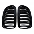 Glossy Black Double Line Front Hood Kidney Grille Grill For 2004-2010 E63 E64 6-series M6 Coupe Convertible