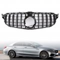 Topteng Front Grille Car Gtr Style Grill Fits For R230 Sl Class C W205 C300 C250 Amg 2019-2021 Models With A Camera