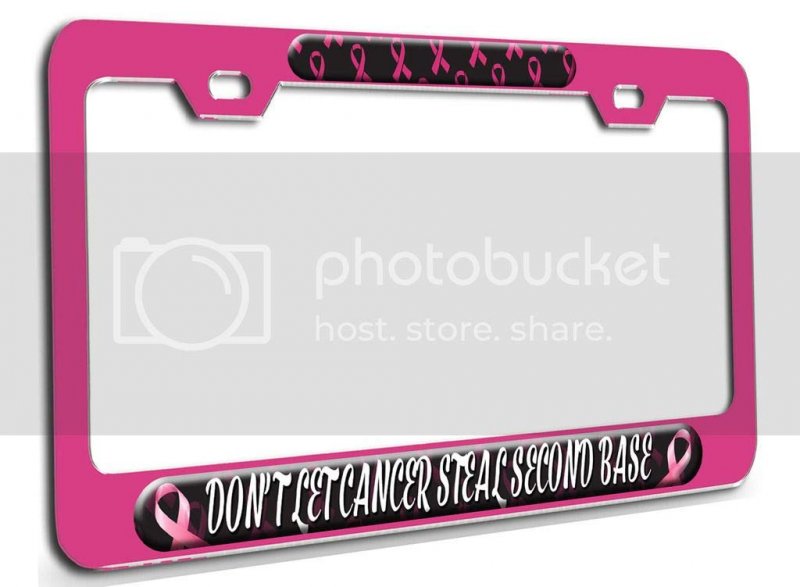 Don T Let Cancer Steal Second Base Awareness 3d Metal License Plate Frame Universal Fit For Auto Suv And Truck Tag Holder 12 X