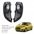 Topteng Car Fog Light Cover Grille Pair Gloss Black Front Lamp Fits For Ford Fiesta Van 2013-2017 Hatchback 3-door Facelift