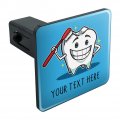 Personalized Custom 1 Line Happy Tooth Dentist Tow Trailer Hitch Cover Plug Insert