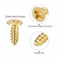 Uxcell Brass Wood Screws M3 5x12mm Phillips Flat Head Self Tapping Connector For Door Cabinet Wooden Furniture 25pcs
