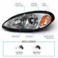 Amerilite Replacement Headlights Turn Siganl Assembly For 2001-2005 Pt Cruiser Oe Factory Style Halogen Bulbs Chrome Pair