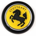 Stuttgart Flag Car Truck Black Round Grill Badge 3 5 Grille Chrome Emblem
