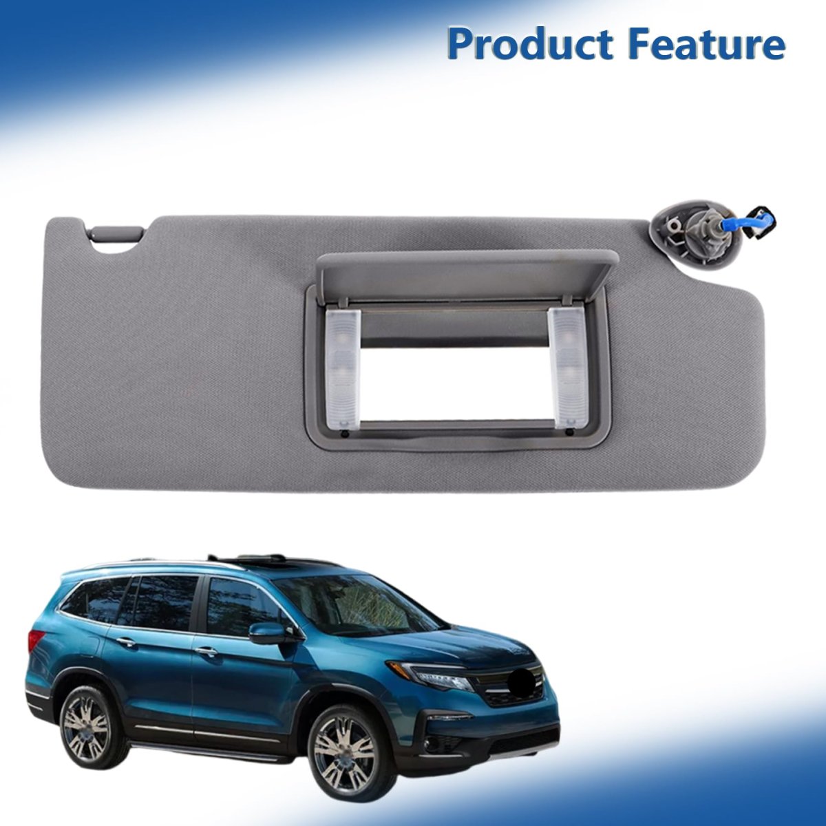 Gray Sun Visor Passenger Side With Mirror And Light Replacement For Honda Pilot 2017-2021 Ridgeline 2018-2020 83230-tg7-a12za