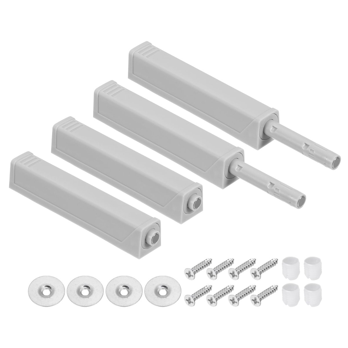 4 Pcs Magnetic Push Latches For Cabinet Door 2 99x1 26 In To Open Latch Hardware Hidden Release Drawer Pull Closet Plastic Grey