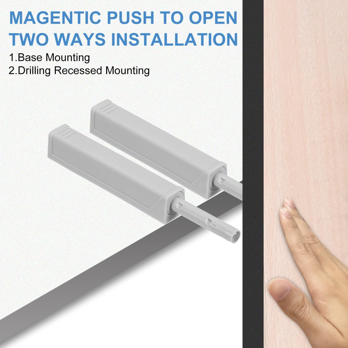 4 Pcs Magnetic Push Latches For Cabinet Door 2 99x1 26 In To Open Latch Hardware Hidden Release Drawer Pull Closet Plastic Grey