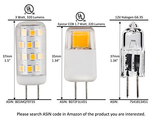 12 Volt G6 35 Led Light Bulb 5 Pack Warm White 3000k Dimmable Halogen Replacement Epistar Cob 1 7 Watt 220 Lumen 360 Degrees