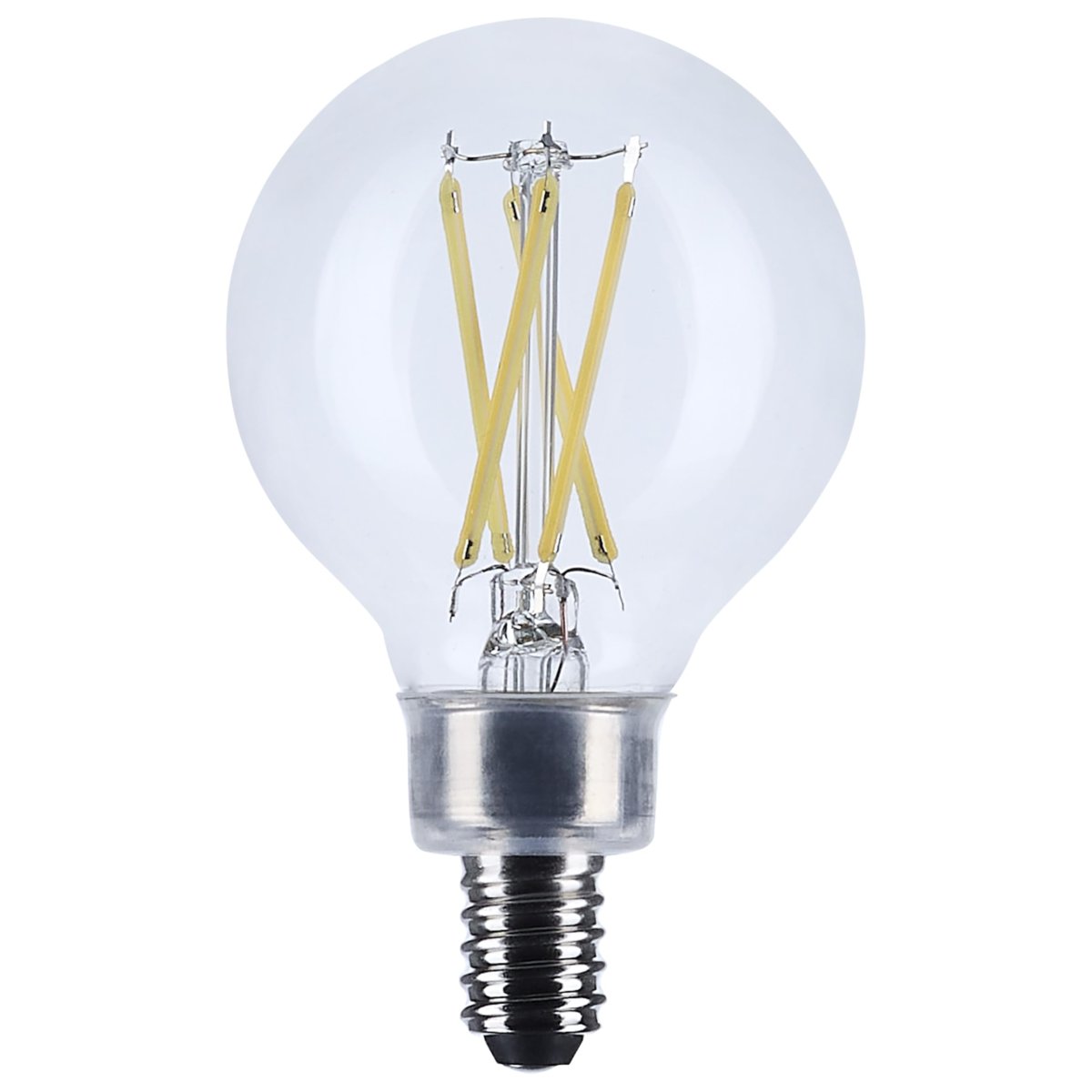 Satco S21204 4w G16 5 Led Filament Lamp Clear Candelabra Base 2700k Warm White 350 Lumens 120v 40w Incandescent Equivalent Wet