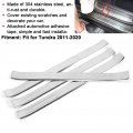 Qiilu Car Door Plate Sill Scuff Cover Stainless Steel Exterior 4pcs Entry Strip Protector Decoration Fit For Tundra 2011-2020