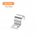 Uxcell 80 Pcs Pipe Strap Fit For 5 16in 8mm 304 Stainless Steel Clamp With 1 Hole Conduit Or Fixing