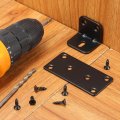 10 Set L Corner Bracket Brace Metal Joint Right Angle Brackets Fastener With Screws For Wood Shelves Black 1 22 X1 5 