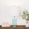 Lavish Home Blue Glass Lamp-open Base Table Light Led Bulb And Shade-modern Decorative Lighting For Coastal Nautical Rustic 