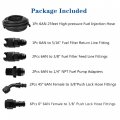 Labwork 6an 25 Feet Fuel Injection Line Fitting Adapter Kit Rubber Filler Feed Hose With 13pcs Push Lock Swivel Ends