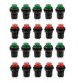 Honbay 20 Pcs 1 2inch Thread Green Red Cap Spst Latching Type Push Button Switch Off-on