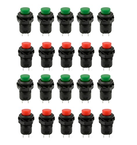 Honbay 20 Pcs 1 2inch Thread Green Red Cap Spst Latching Type Push Button Switch Off-on