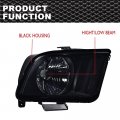 Headlights For 2005-2009d Mustang Not Fit Factory Xenon Hid Models Not For Shelby Gt50 Gt500kr Smoky Lens Black Housing Amber