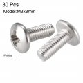 Uxcell Machine Screws M3x8mm Phillips Screw 304 Stainless Steel Fasteners Bolts 30pcs