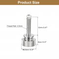 Uxcell M3x12mm Knurled Thumb Screws 6pcs Brass Bolts With Shoulder Grip Knobs Fasteners Silver Tone
