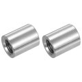 M16x2mm Round Coupling Nuts 304 Stainless Steel Connector Fasteners For Rod Bar Stud 30mm Length Silver 2 Pieces 