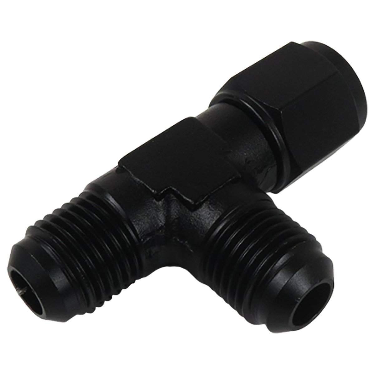 Blue Elf 6an Flare Male Tee Fitting Adapter With An6 Female Swivel On Run 1pcs Black