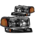Compatible With Gmc Yukon Gmt800 Pair Of Black Hosuing Amber Corner Headlight Bumper 3rd Brake Light Smoke Lens