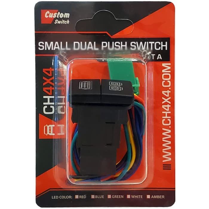 Ch4x4 Small Dual Push Switch For Toyota Tacoma Fj Cruiser Land Fortuner Hilux 4runner Prado 12v 3amp A Lightbar Fog Lights