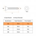 Uxcell 40pcs Flat Head Torx Screws M3 X 16mm 304 Stainless Steel Countersunk Self Tapping Anti-theft Wood Tamper Resistant Fit