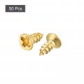 Uxcell Brass Wood Screws M2x6mm Phillips Flat Head Self Tapping Connector For Door Cabinet Wooden Furniture 50pcs