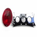 Httmt 411-p- Chrome Horizontal Vertical Zigzag Mount License Plate Bracket Oval-shaped Led Tail Brake Light Integrated