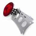 Httmt 411-p- Chrome Horizontal Vertical Zigzag Mount License Plate Bracket Oval-shaped Led Tail Brake Light Integrated