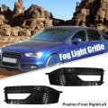 X Autohaux Pair Front Fog Light Grille Bumper Grill Cover For Audi A4 S4 S-line 2013-2015 8k0807681l 8k0807682m Black