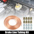 Uxcell 1 Set 25 Ft Of 5 16 Inch Od Brake Line Tubing Kit Flexible Copper Coated Tube Roll Coil With Inverted Flare Fittings