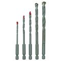 Masonry Drill Bits Quick Change 5 Pc 32 16 1 4 3 8 Hex Shank Carbide Tips 