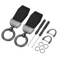 2pcs Car Key Chain Zinc Alloy Leatherchain Anti-lost D-ring Key Fob 360 Degree Rotatable Decorative With Screwdriver For Men