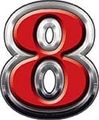 Reflective Red Number 8 