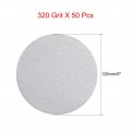 Uxcell 50 Pcs 5-inch Aluminum Oxide White Dry Hook And Loop Sanding Discs Flocking Sandpaper 320 Grit