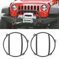 Fydun Headlight Grill Cover Pair Of Black Iron Car Front Protector For Wrangler Jk 2007a 2017