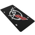 Chevrolet Corvette C5 Flags License Plate 1996 To 2004 Compatible Carbon Steel Black 12 In X 6 Standard Size