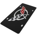 Chevrolet Corvette C5 Flags License Plate 1996 To 2004 Compatible Carbon Steel Black 12 In X 6 Standard Size