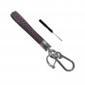 Dickno Microfiber Leather Car Keychain 360 Degree Rotatable Auto Key Fob Holder With Anti-lost D-ring For Men And Women Purple 