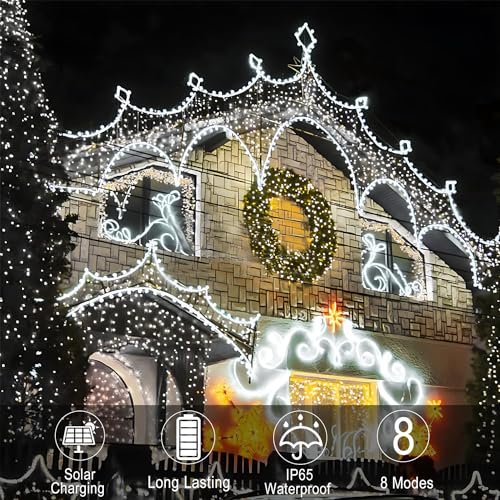 300 Led Solar Rope Lights Outdoor 99 Ft Waterproof Fairy String With 8 Modes For Garden Fence And Patio Decor White