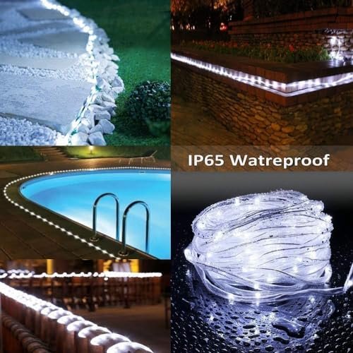 300 Led Solar Rope Lights Outdoor 99 Ft Waterproof Fairy String With 8 Modes For Garden Fence And Patio Decor White