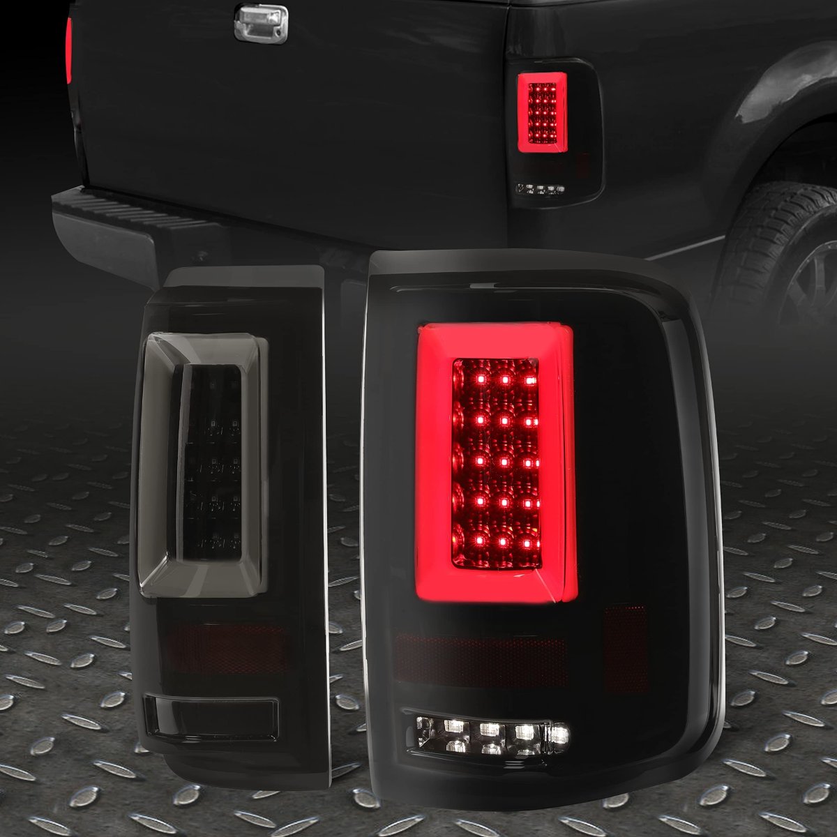 Led Tube Bar Tail Lights For 2004-2008d F150 Styleside Smoke Lens Black Housing Rear Brake Signal Lamps Replacement For Go-3876