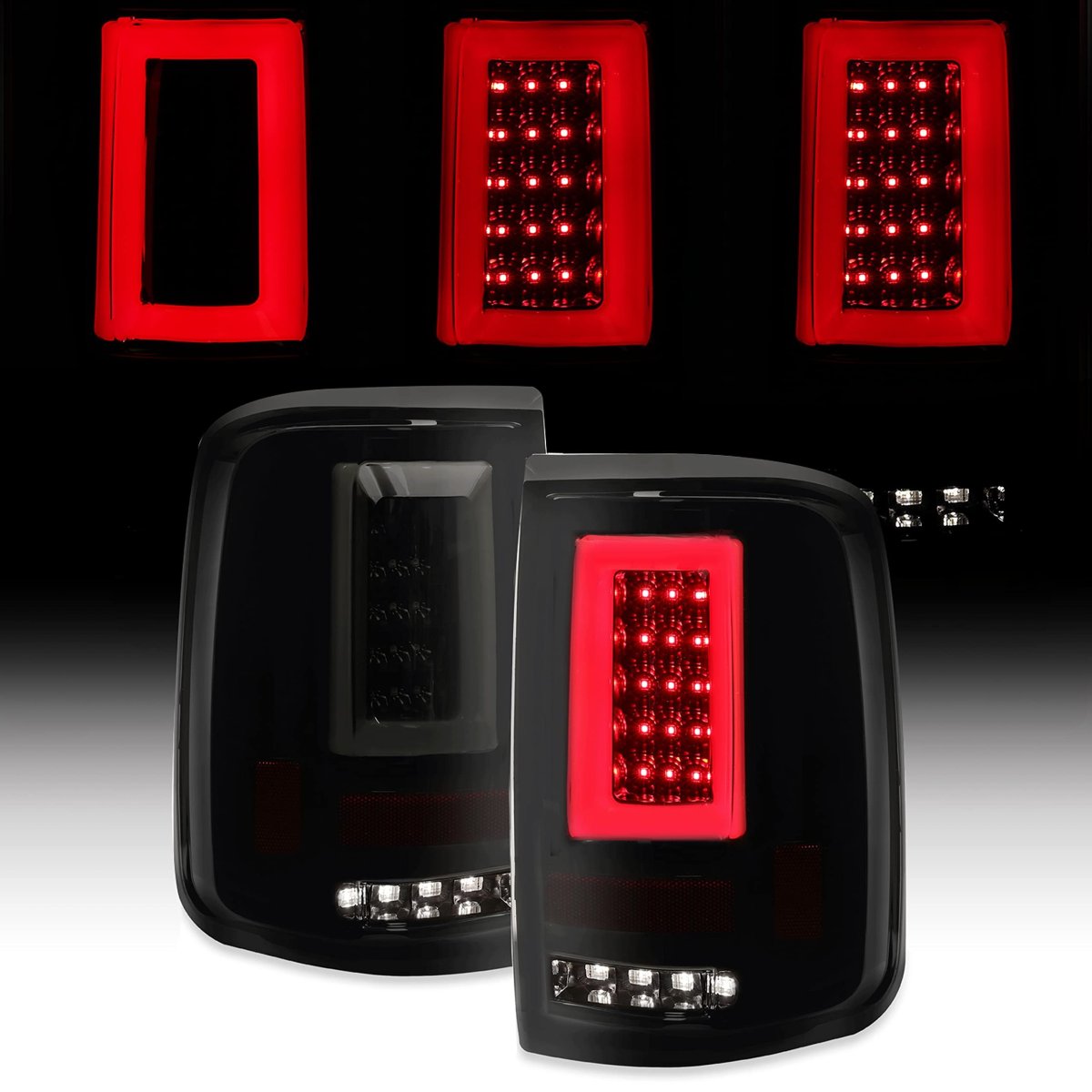 Led Tube Bar Tail Lights For 2004-2008d F150 Styleside Smoke Lens Black Housing Rear Brake Signal Lamps Replacement For Go-3876