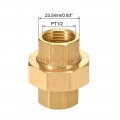 Uxcell Brass Pipe Union Connector Coupling 1 2pt Fitting With Female Threaded Connects Two Pipes 38mm Length 2pcs