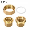 Uxcell Brass Pipe Union Connector Coupling 1 2pt Fitting With Female Threaded Connects Two Pipes 38mm Length 2pcs