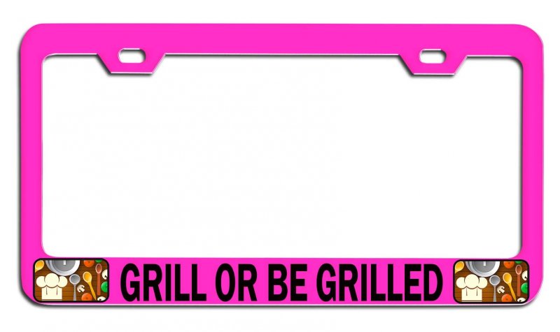 Grill Or Be Grilled License Plate Frame Heavy Duty Stainless Steel Tag Holder For Cars Trucks And Suvs Universal Fit 12 5 In X