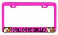 Grill Or Be Grilled License Plate Frame Heavy Duty Stainless Steel Tag Holder For Cars Trucks And Suvs Universal Fit 12 5 In X
