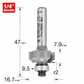 Trend Professional Bearing Guided Ovolo Router Cutter 5 64 Radius 1 4 Inch Shank 21 32 Diameter 16 Cut Length Two Bearings